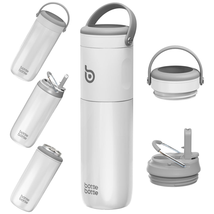 Insulated Water Bottle for Sports with Straw,2 lids,18 oz 3IN1 Water Bottles for Slim Can Coolers and Kids Tumbler, Stainless Steel Metal Bottles for Outdoor Activities