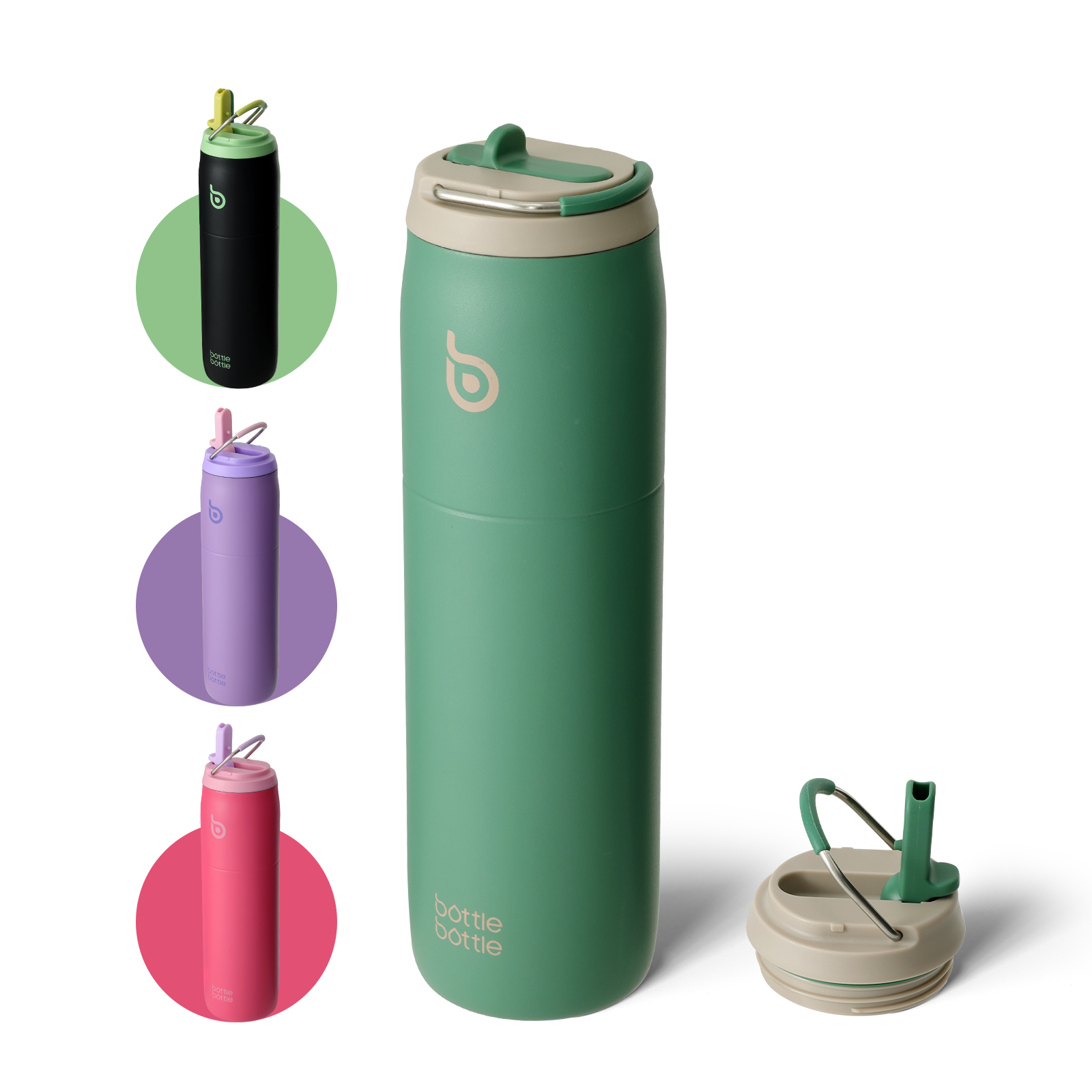 Stainless Steel Water Bottle with Straw and Lid 32 oz Vacuum Insulated Cup Stay Cold and Hot, Leak-Proof Wide Mouth Water Bottles for Men