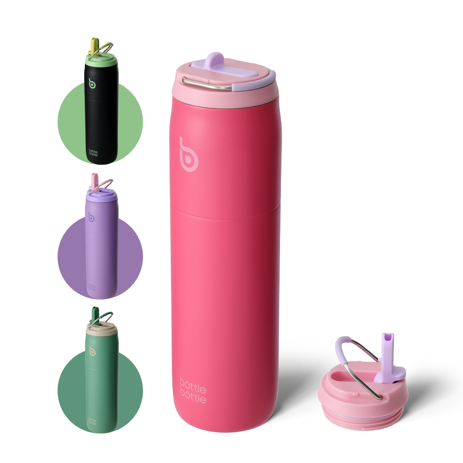 Stainless Steel Water Bottle with Straw and Lid 32 oz Vacuum Insulated Cup Stay Cold and Hot, Leak-Proof Wide Mouth Water Bottles for Men