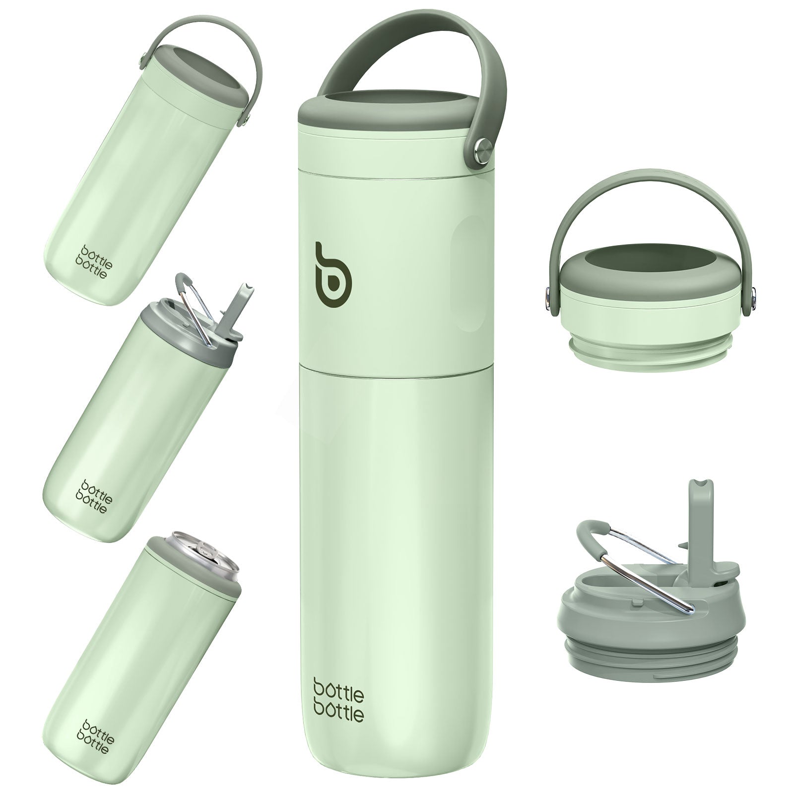 Insulated Water Bottle for Sports with Straw,2 lids,18 oz 3IN1 Water Bottles for Slim Can Coolers and Kids Tumbler, Stainless Steel Metal Bottles for Outdoor Activities