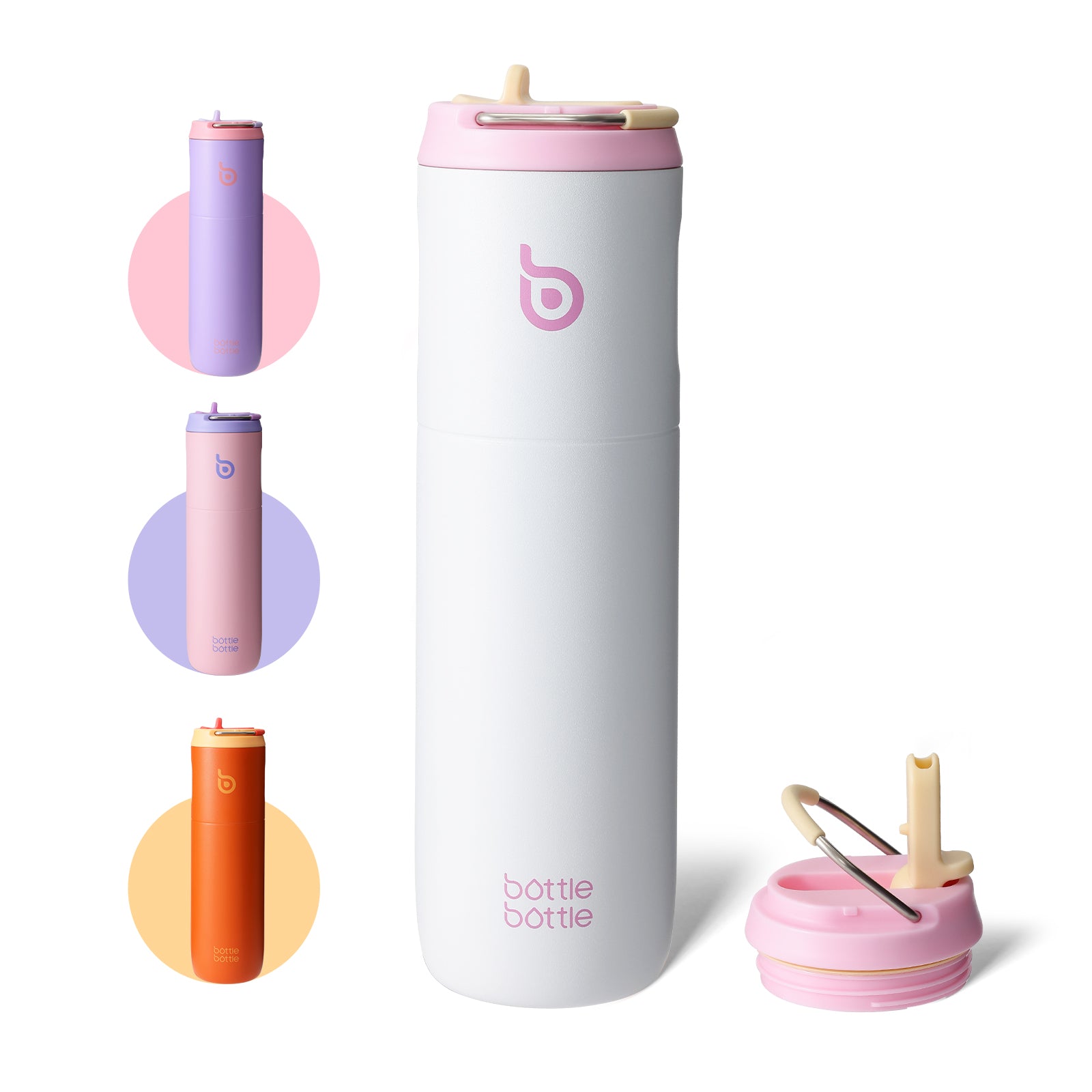 Insulated Water Bottle 24oz with Straw Lid and Handle for Sports Travel Gym Stainless Steel Water Bottles Double-Wall Vacuum Metal Leak Proof BPA-Free