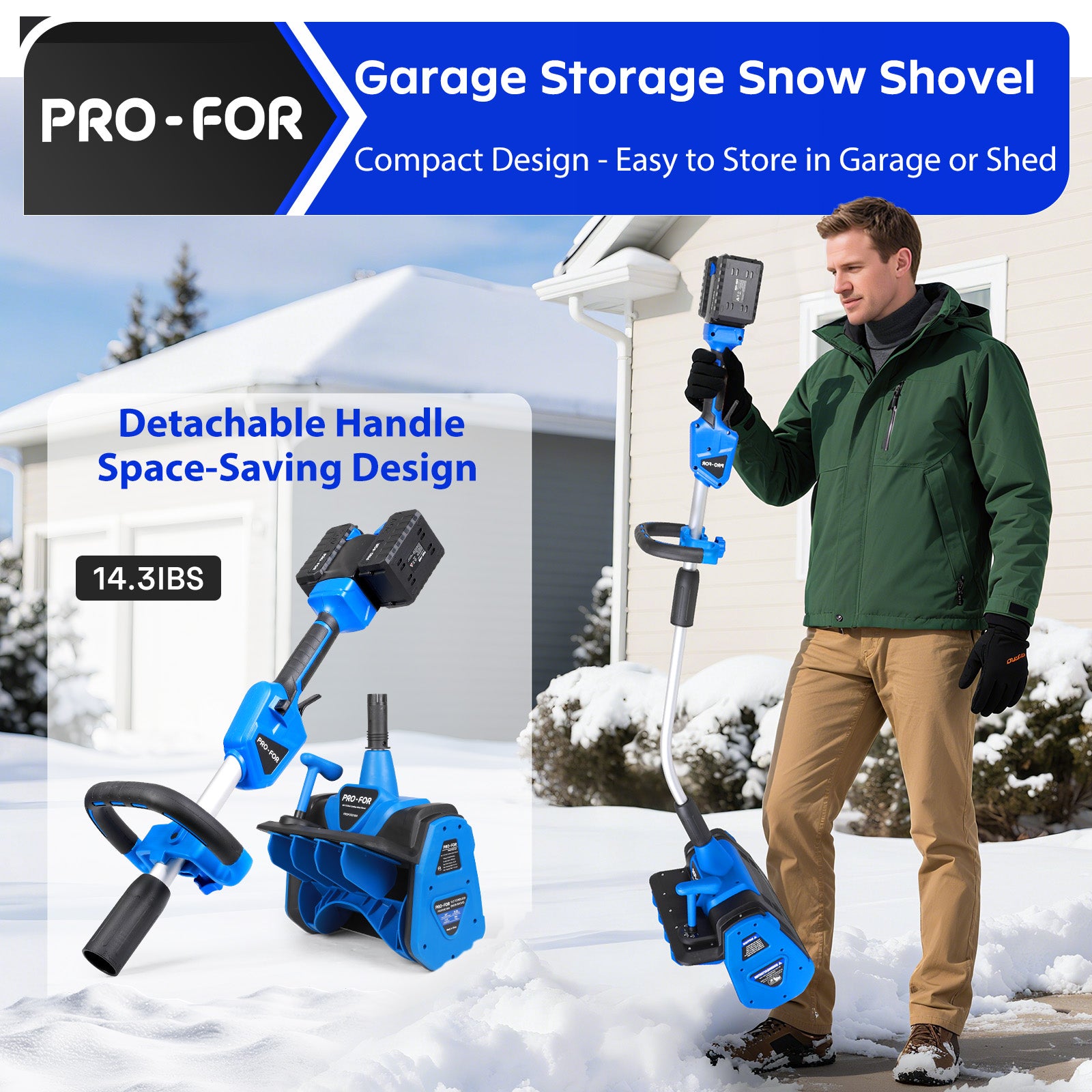 40V Cordless Snow Shovel, Lightweight Electric Snow Blower Alternative with 2×4.0Ah Batteries, 13.5" Width, 26.5FT Throw Distance, Battery Powered Snow Removal Tool for Driveway & Walkways