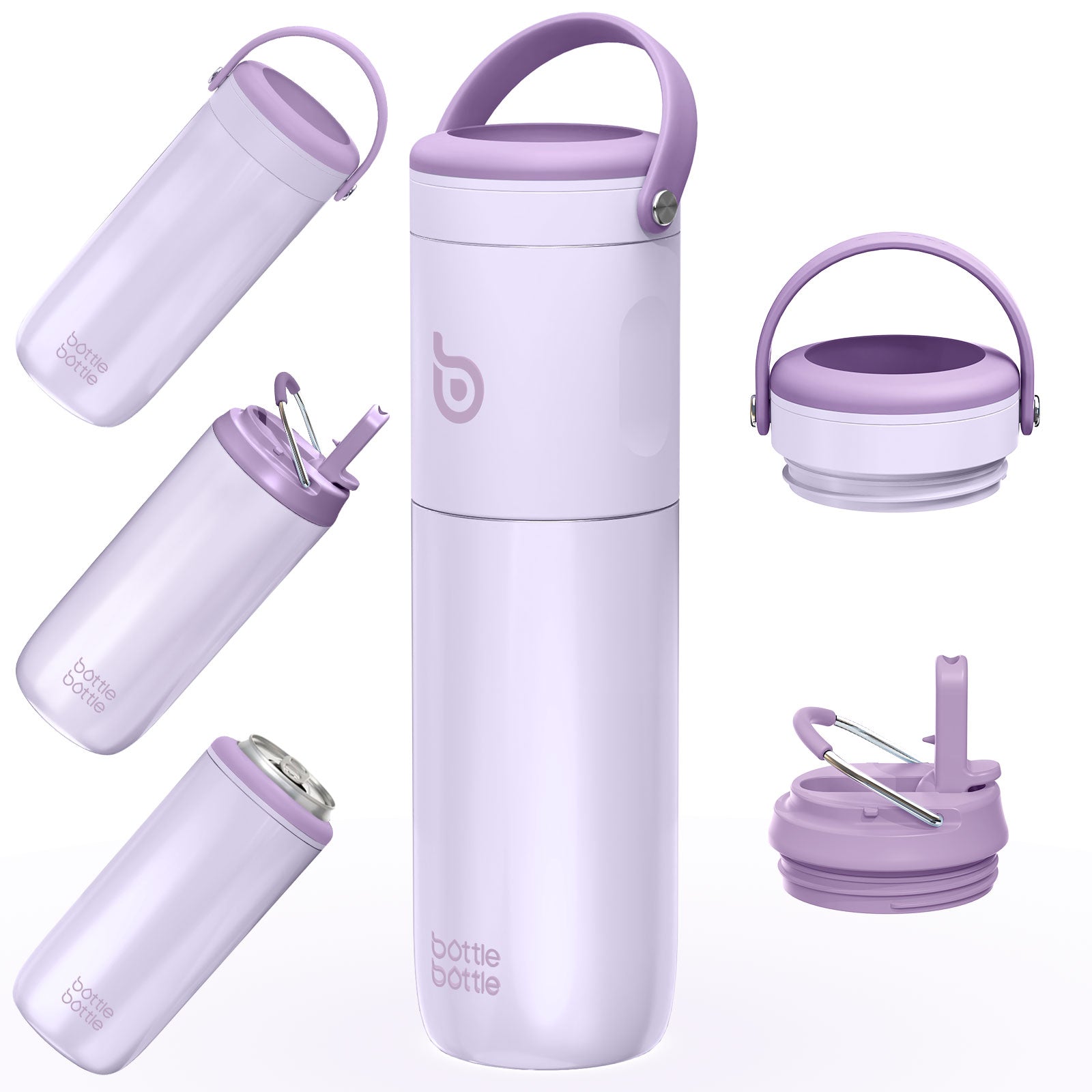 Insulated Water Bottle for Sports with Straw,2 lids,18 oz 3IN1 Water Bottles for Slim Can Coolers and Kids Tumbler, Stainless Steel Metal Bottles for Outdoor Activities