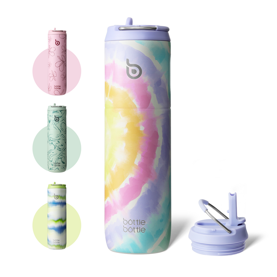 Insulated Water Bottle 24oz with Straw Lid and Handle for Sports Travel Gym Stainless Steel Water Bottles Double-Wall Vacuum Metal Leak Proof BPA-Free