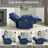 Oversized Rocker Recliner Chair,Power Swivel Recliner for Living Room,Overstuffed Extra Wide Rocking Recliners with Breathable Soft Fabric,Up to 350lbs (Power, Blue)