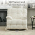 Oversized Recliner Chair, Overstuffed Swivel Rocker with Extra Wide Seat & Breathable Fabric for Living Room (Manual, White)