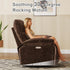 Oversized Recliner Chair, Overstuffed Swivel Rocker with Extra Wide Seat & Breathable Fabric for Living Room (Power, Brown)