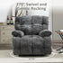 Oversized Rocker Reclining Chair, Swivel Rocking Recliner for Living Room, Overstuffed Extra Wide Single Sofa with Breathable Soft Fabric (Power, Gray)