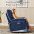 Oversized Rocker Recliner Chair,Power Swivel Recliner for Living Room,Overstuffed Extra Wide Rocking Recliners with Breathable Soft Fabric,Up to 350lbs (Power, Blue)