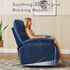 Oversized Recliner Chair, Overstuffed Swivel Rocker with Extra Wide Seat & Breathable Fabric for Living Room (Manual, Blue)