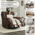 Oversized Recliner Chair, Overstuffed Swivel Rocker with Extra Wide Seat & Breathable Fabric for Living Room (Power, Brown)